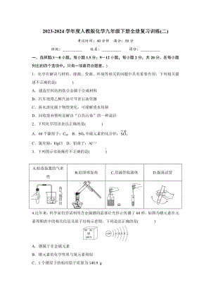 2023-2024学年度人教版化学九年级下册全册复习训练(二)原卷版.doc