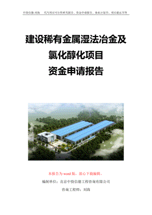 建设稀有金属湿法冶金及氯化醇化项目资金申请报告写作模板定制.doc