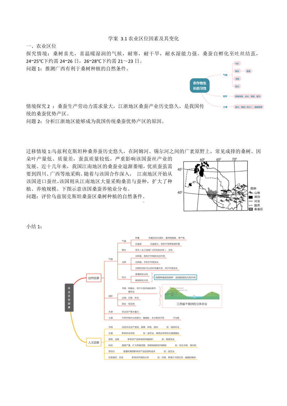 地理人教版高中必修二（2019年新编）3-1 农业区位因素及其变化 学案.docx_第1页