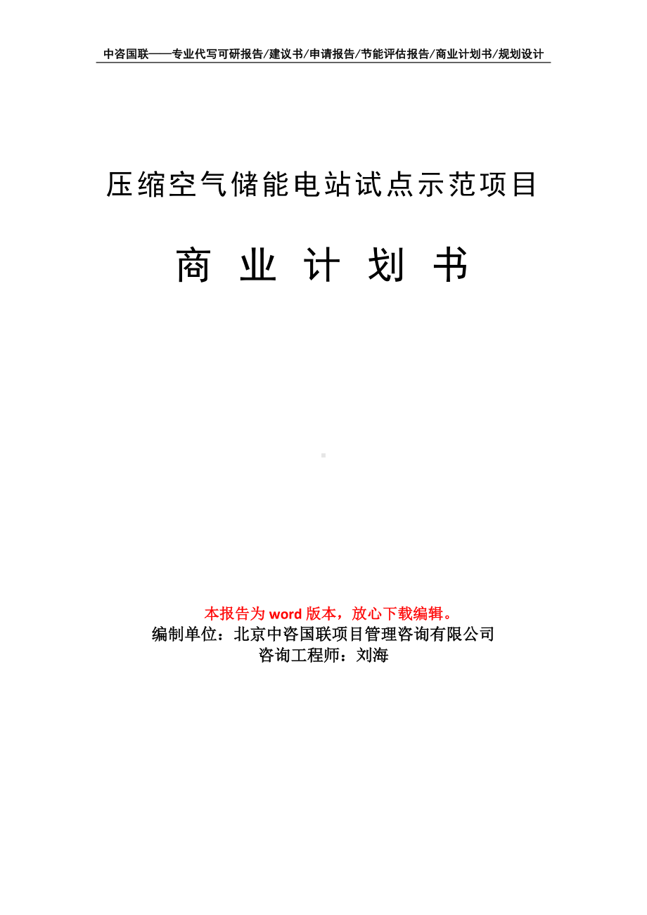 压缩空气储能电站试点示范项目商业计划书写作模板-融资.doc_第1页