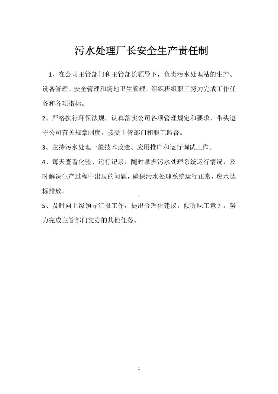 污水处理厂长安全生产责任制模板范本.docx_第1页