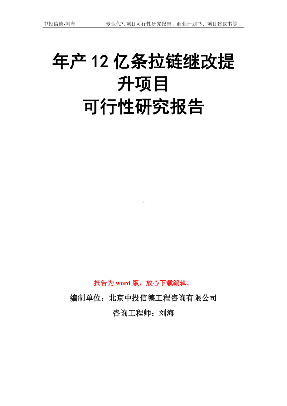 年产12亿条拉链继改提升项目可行性研究报告模板.doc_第1页