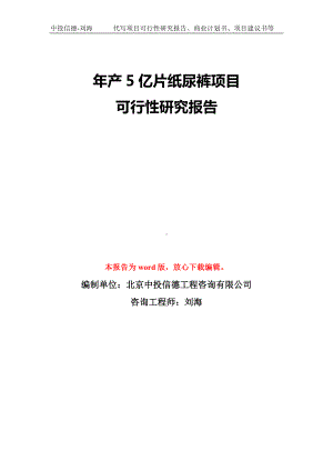 年产5亿片纸尿裤项目可行性研究报告模板-备案审批.doc