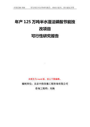 年产125万吨半水湿法磷酸节能技改项目可行性研究报告模板-备案审批.doc