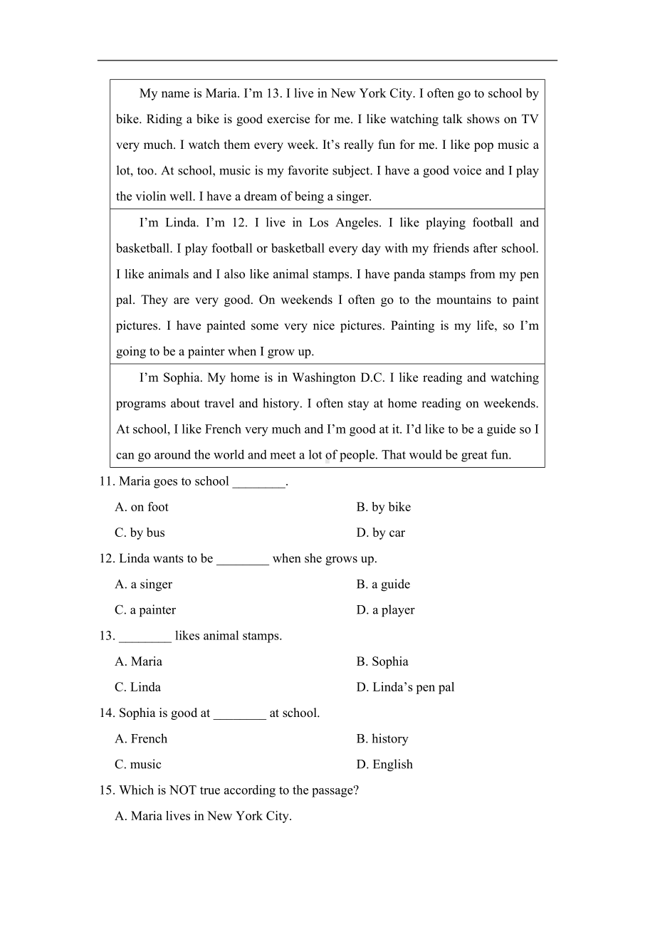 鲁科版英语七年级下册Unit 2 I’m going to study computer science. 综合素质评价.doc_第2页