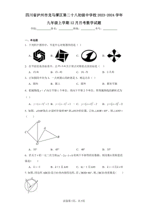 四川省泸州市龙马潭区第二十八初级中学校2023-2024学年九年级上学期12月月考数学试题.pdf