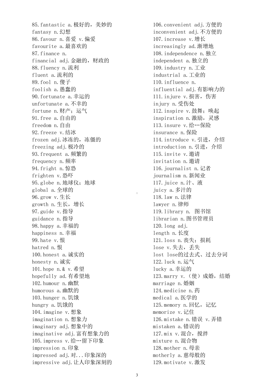 高中英语2024届高考复习重要单词变形（共200组）.doc_第3页