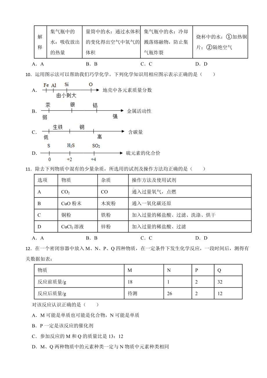 江苏省盐城市2023年九年级上学期期末化学试题附答案.docx_第3页