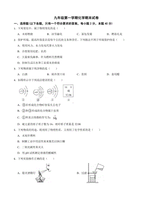 河北省石家庄市第一学期九年级化学期末试卷附参考答案.pdf