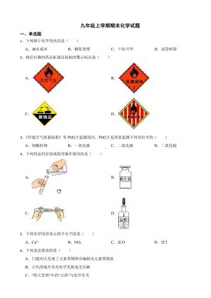 广东省佛山市顺德区九年级上学期期末化学试题附参考答案.pdf