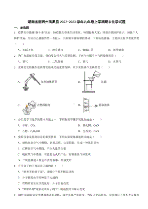 湖南省湘西州凤凰县九年级上学期期末化学试题附参考答案.pdf