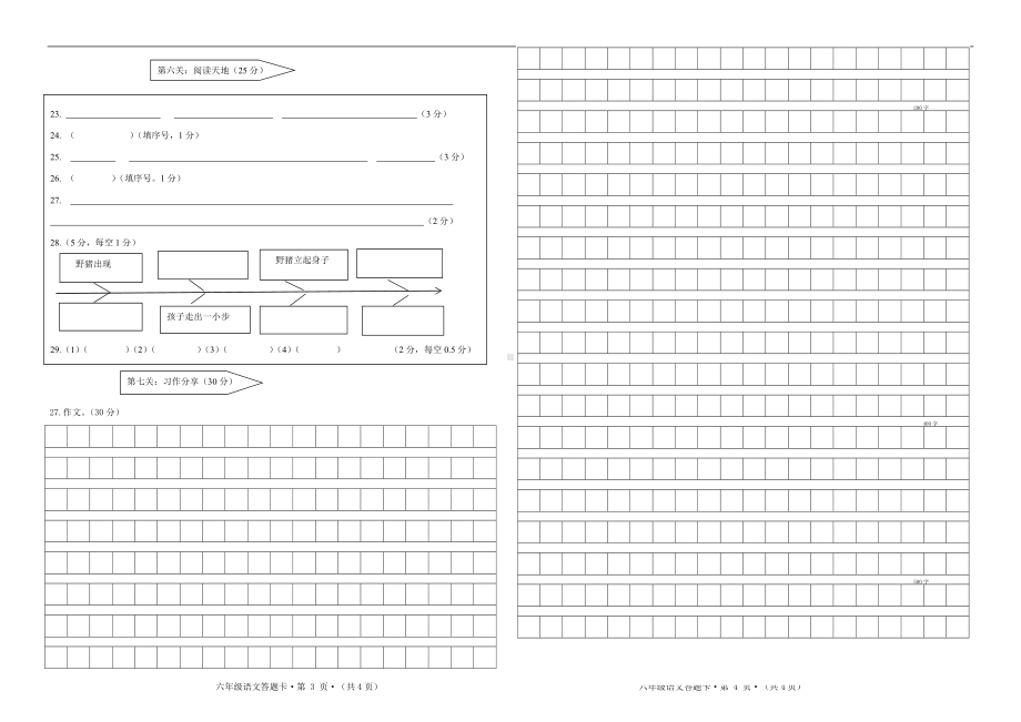 2023秋期合江县 六上语文上册模拟卷答题卡.doc_第2页