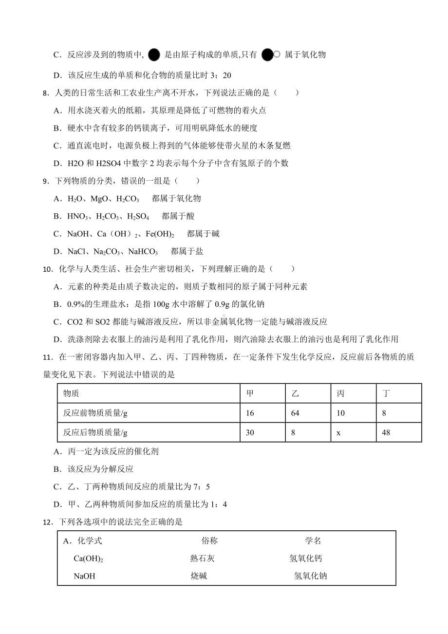 山东省枣庄市薛城区2023年九年级上学期期末化学试题附答案.docx_第2页