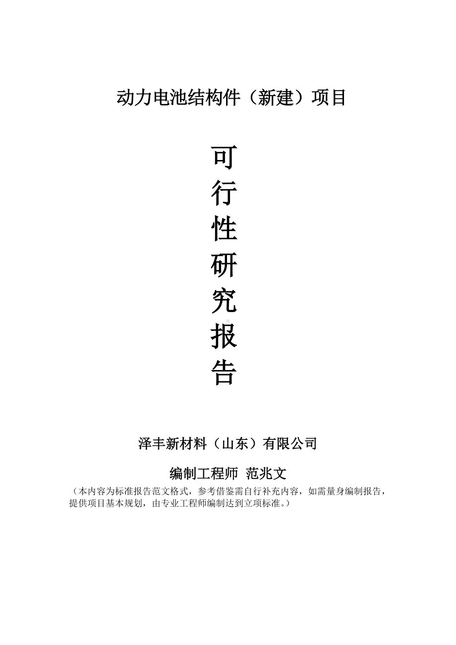 动力电池结构件建议书可行性研究报告备案可修改案例模板.doc_第1页