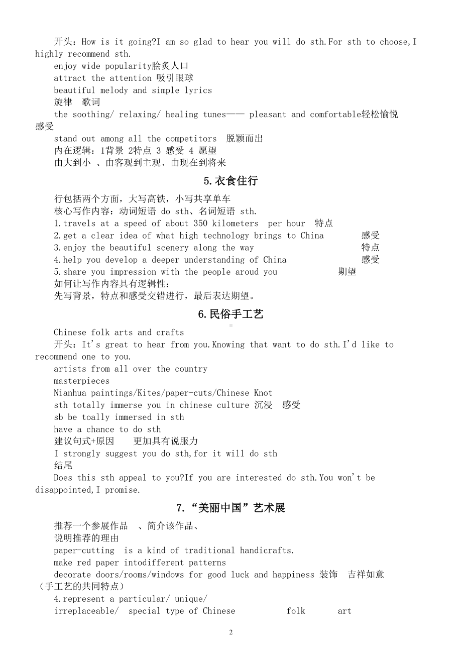 高中英语2024届高考推荐类应用文写作讲解（共8类）.doc_第2页