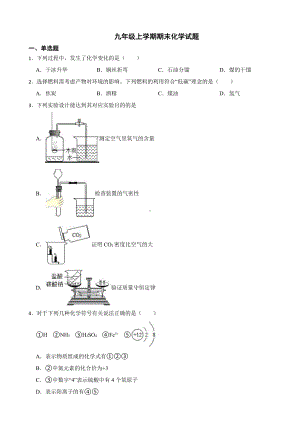 河南省平顶山市九年级上学期期末化学试题附参考答案.pdf