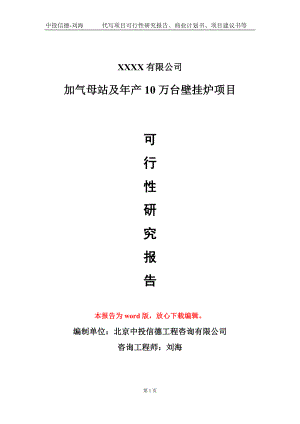 加气母站及年产10万台壁挂炉项目可行性研究报告模板立项审批.doc