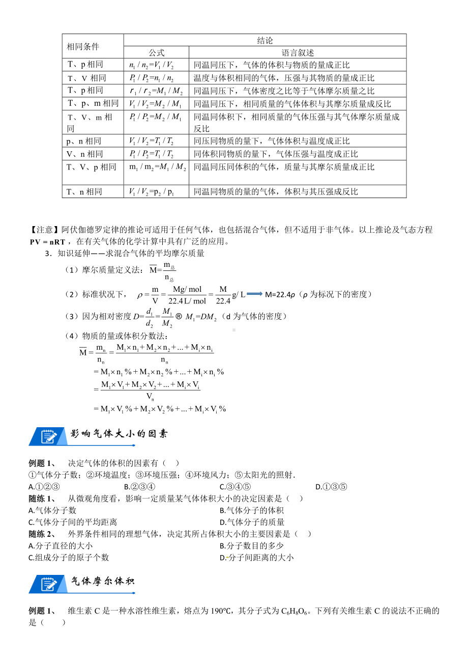 第09讲-气体摩尔体积和阿伏伽德罗定律 讲义-2024新人教版（2019）《高中化学》必修第一册.docx_第3页