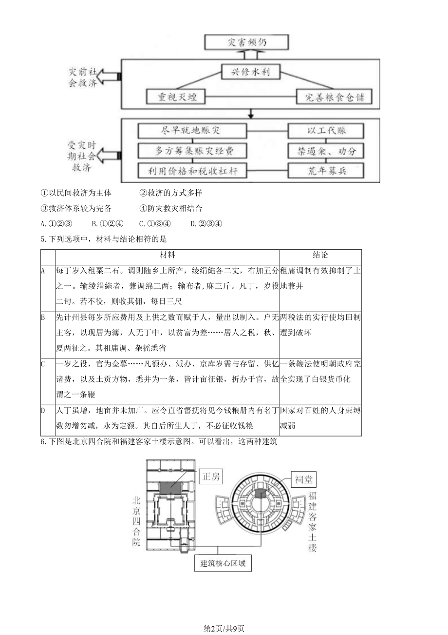 北京昌平区2023-2024高二上学期期末历史试卷及答案.pdf_第2页