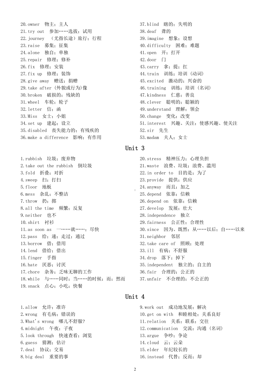 初中英语人教新目标八年级下册全册单词表（分单元编排）.doc_第2页