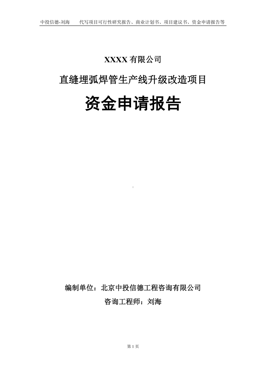 直缝埋弧焊管生产线升级改造项目资金申请报告写作模板.doc_第1页