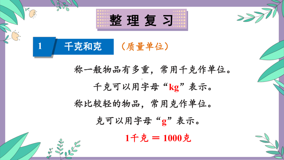 [苏教版]三年级上学期数学千克和克分数的初步认识期末复习教学课件.pptx_第3页