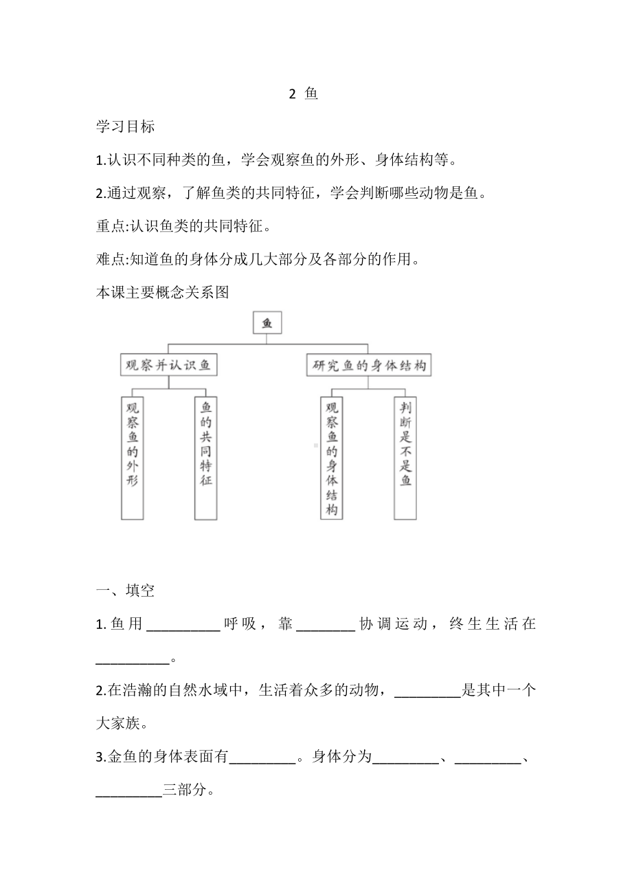 导学案-2.2 鱼（含答案）-2023新湘科版三年级上册《科学》.doc_第1页