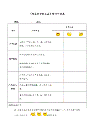 2023新湘科版二年级上册《科学》《观察兔子的反应》学习评价表.doc