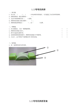 2024新粤教粤科版五年级下册《科学》02《弯弯的拱桥》练习.doc