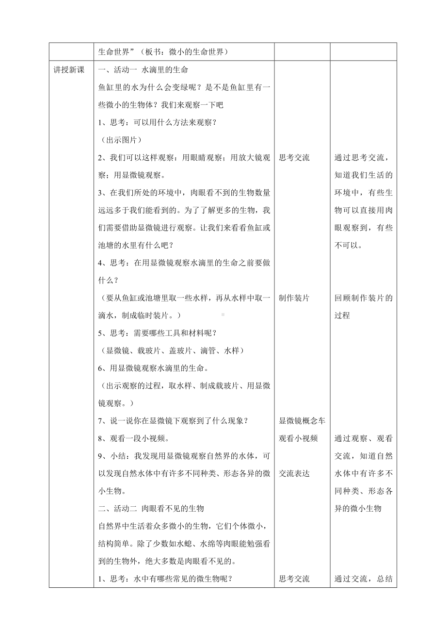 2024新粤教粤科版五年级下册《科学》10《微小的生命世界》教案.doc_第2页