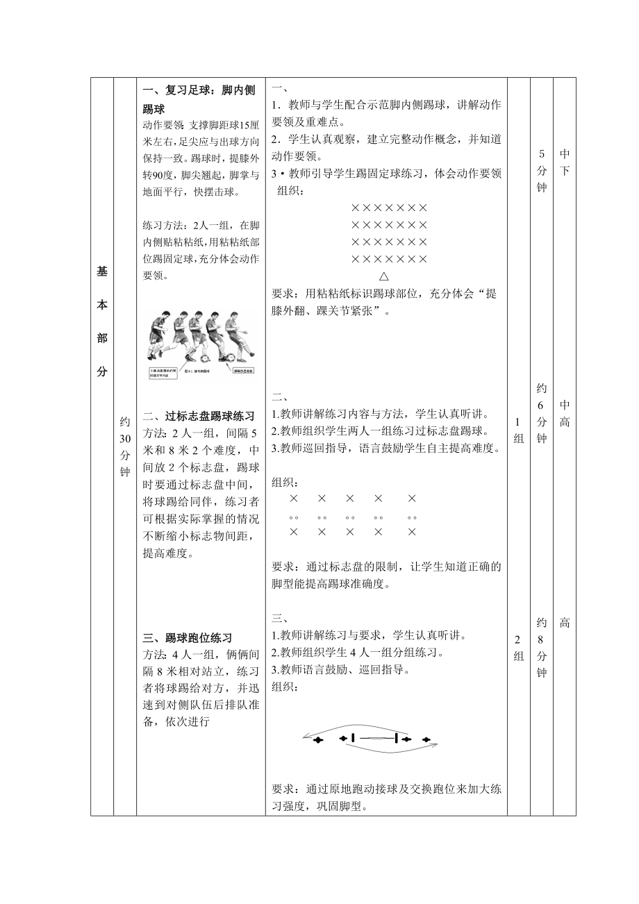 第3章足球：脚内侧踢球-教案-2024人教版七年级全一册《体育》.doc_第2页