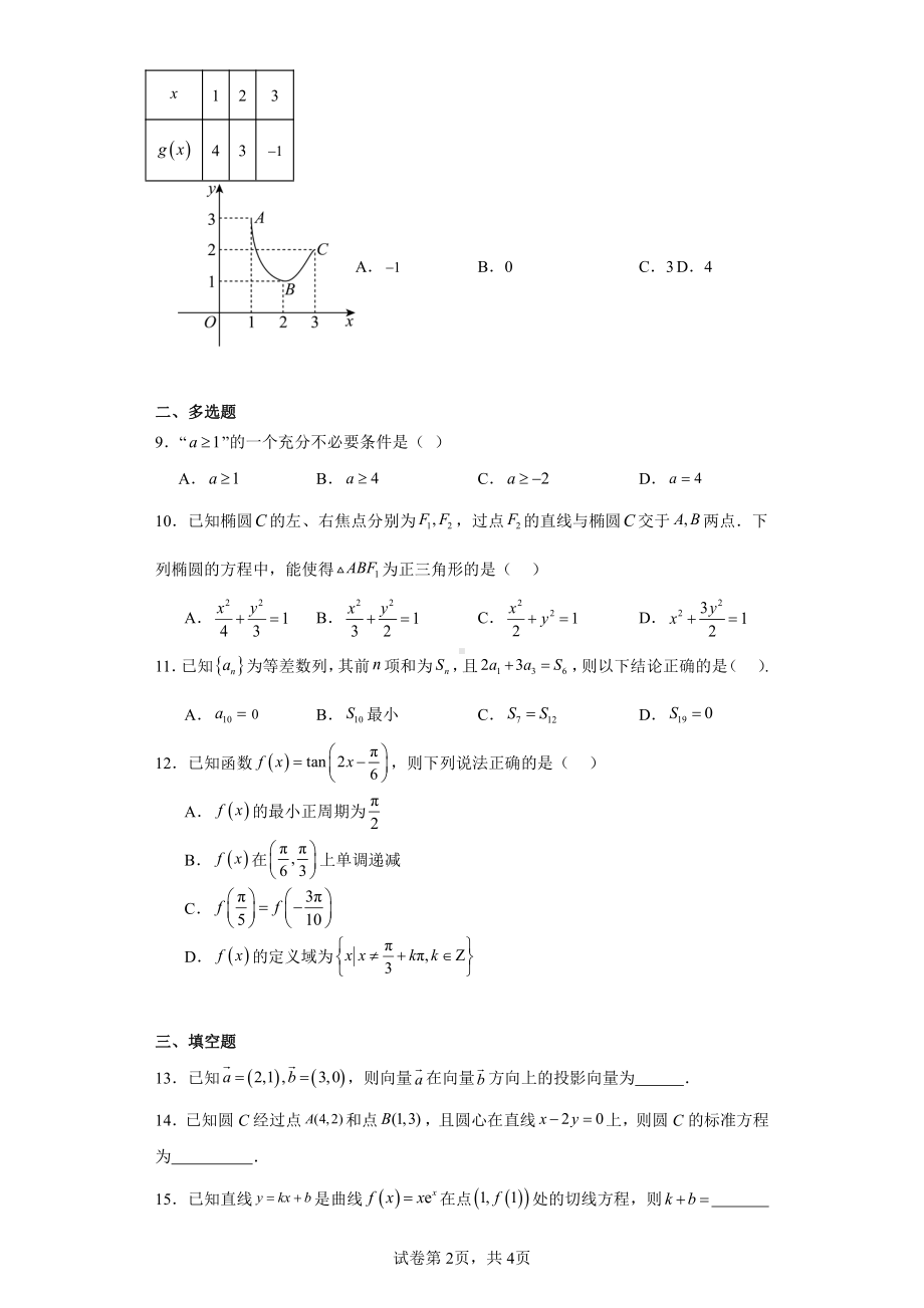 海南省陵水黎族自治县陵水中学2024届高三上学期第六次模拟测试数学试题.pdf_第2页