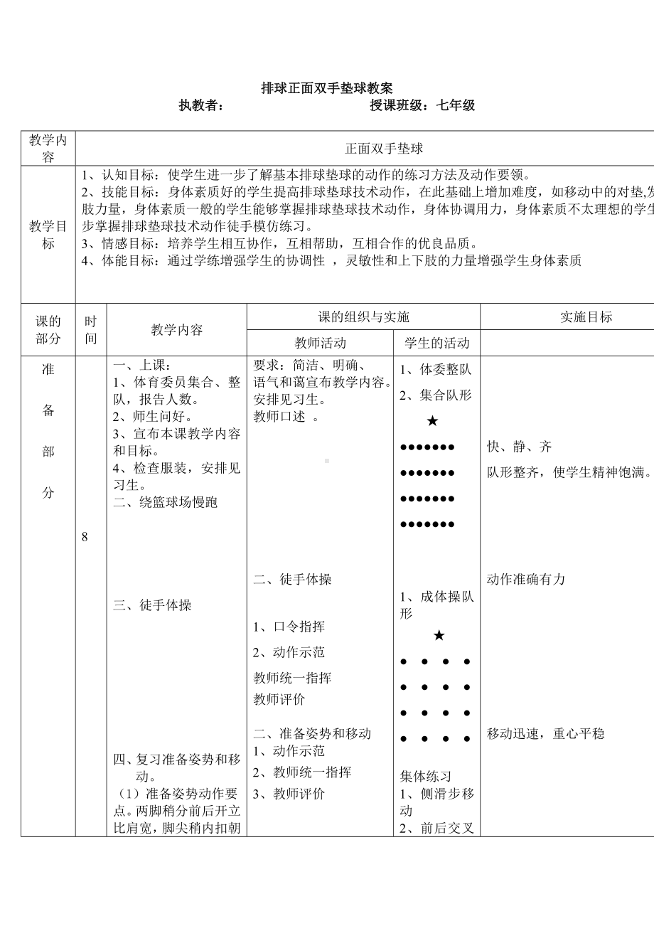 第5章排球-排球正面双手垫球教案-2024人教版七年级全一册《体育》.doc_第1页