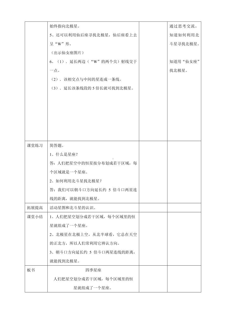 2024新粤教粤科版五年级下册《科学》20《四季星空》教案.doc_第3页