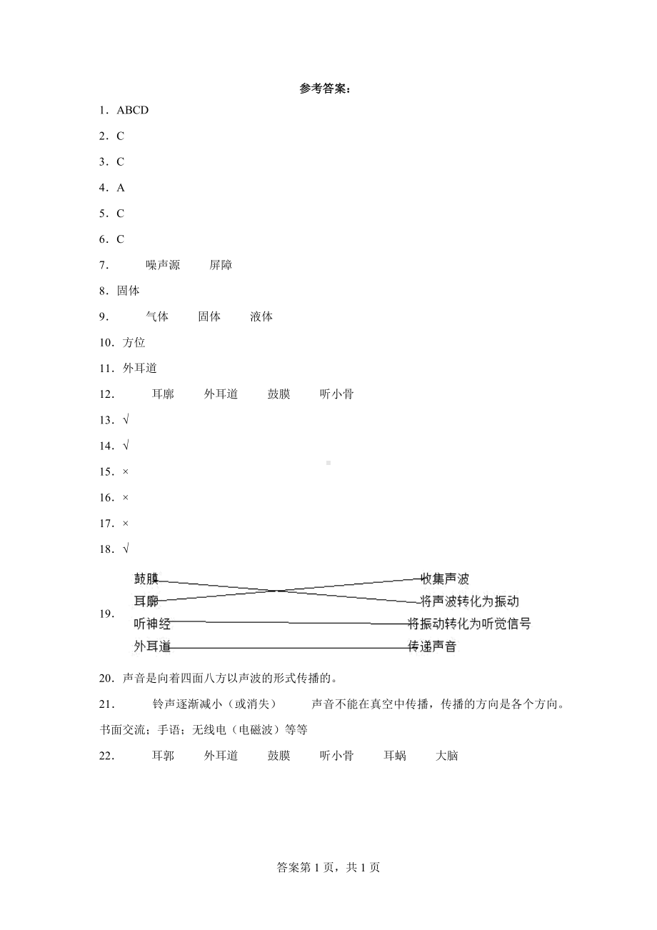 10声音的传播同步练习题（含答案）-2024新苏教版三年级下册《科学》.docx_第3页