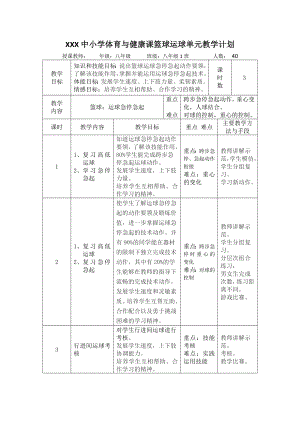 2024人教版八年级全一册《体育》第4章篮球 运球急停急起-教案.doc