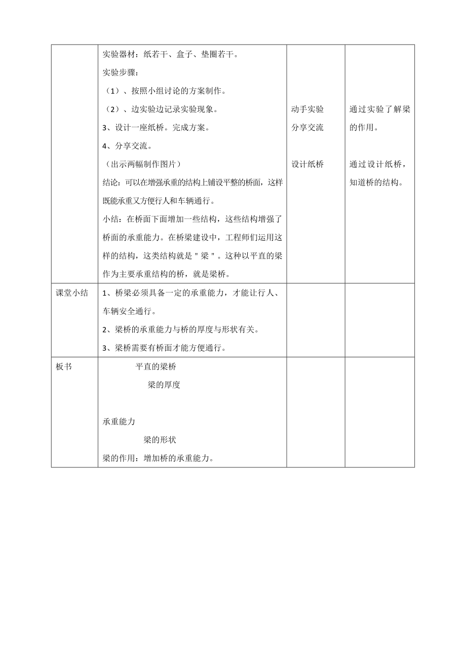 2024新粤教粤科版五年级下册《科学》01《平直的梁桥》教案.doc_第3页