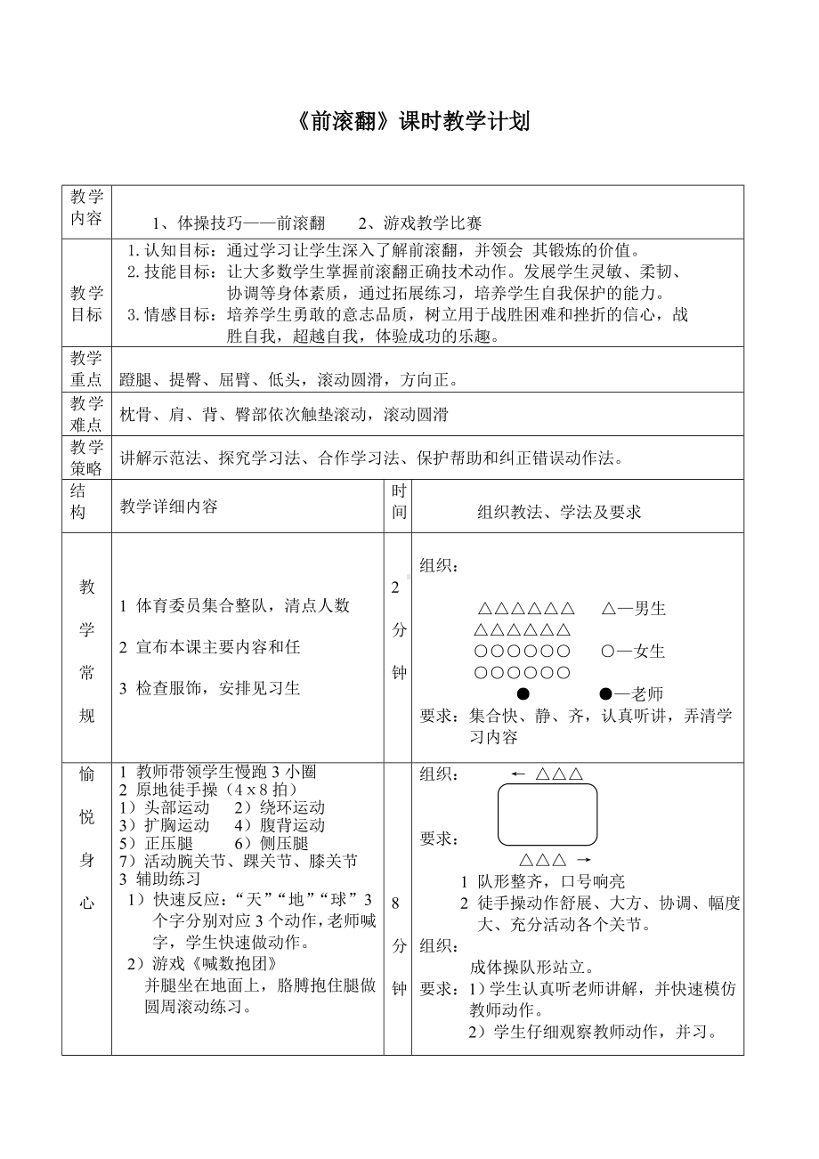 4.2体操类运动的注意事项 前滚翻 教案-2024华东师大版七年级《体育与健康》.doc_第1页