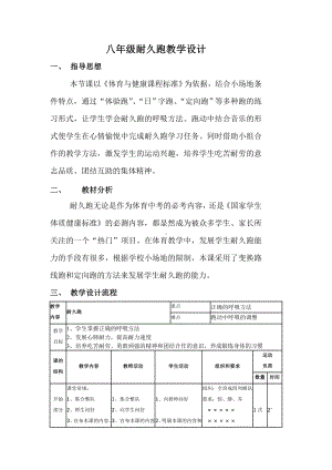 2024人教版八年级全一册《体育》第2章 田径耐久跑-教案.doc