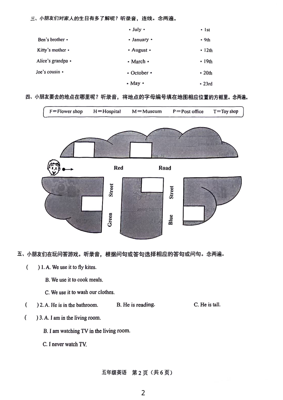 广东省深圳福田区2023-2024五年级上册英语期末试卷.pdf_第2页