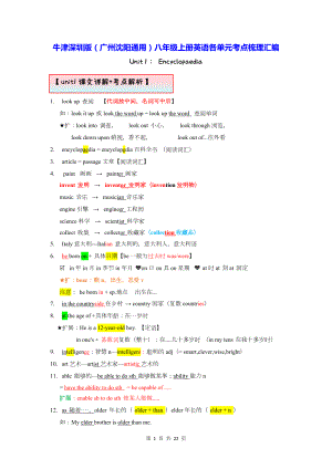 牛津深圳版（广州沈阳通用）八年级上册英语各单元考点梳理汇编（实用必备！）.docx