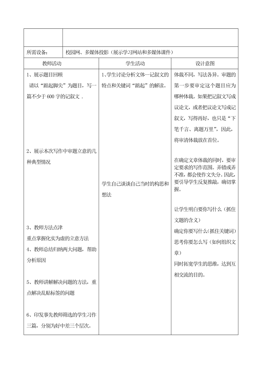 《记叙文的审题和立意》作文讲评 教学案.doc_第2页