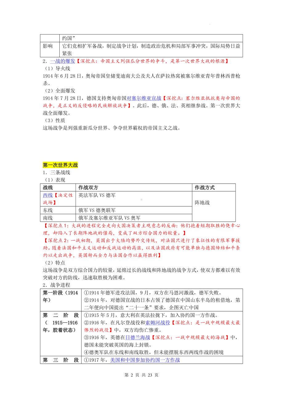 统编版高中历史必修中外历史纲要下 第七单元 两次世界大战、十月革命与国际秩序的演变 知识点清单.docx_第2页