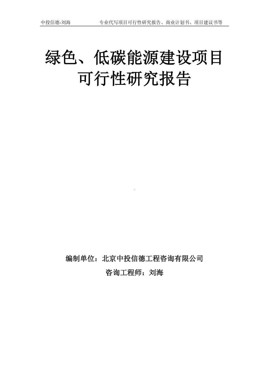 绿色、低碳能源建设项目可行性研究报告模板-备案审批.doc_第1页