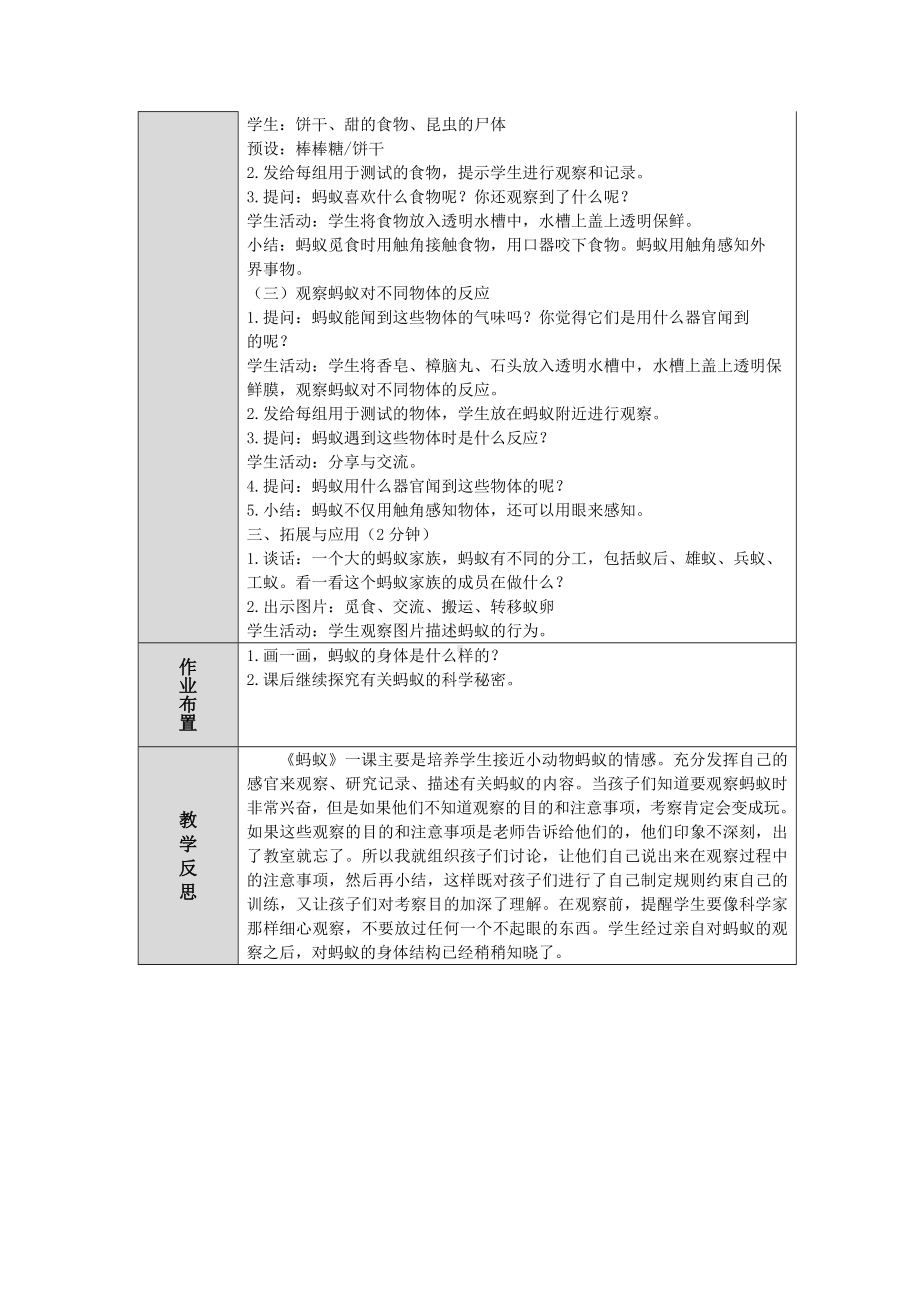 第7课《蚂蚁》教案（表格式）-2024新人教鄂教版二年级下册《科学》.docx_第3页