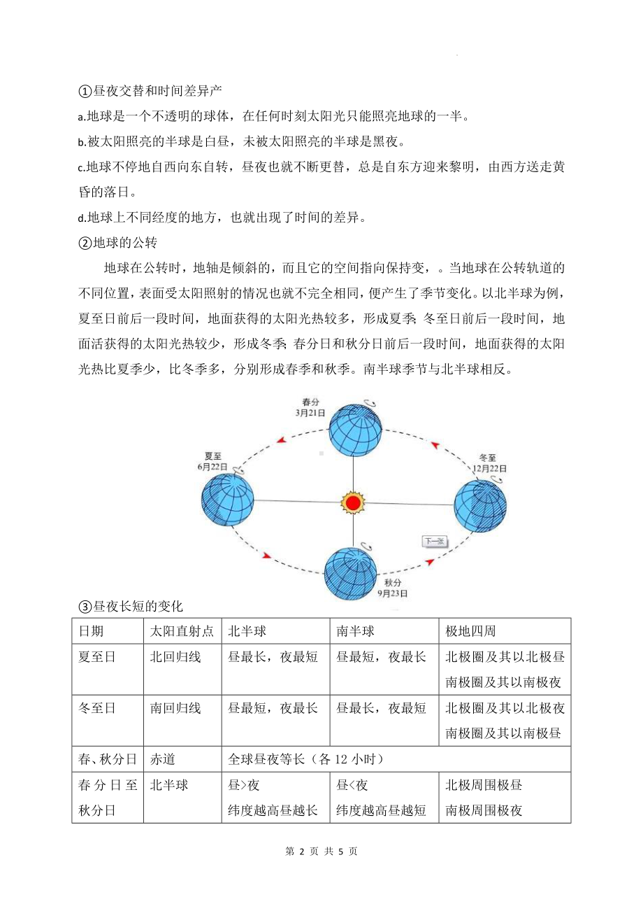 2024年中考地理复习：地球与地图 考前知识速记清单.docx_第2页