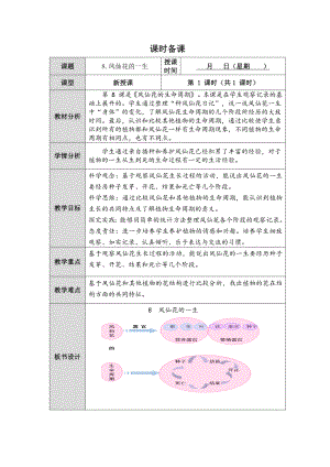 2024新人教鄂教版三年级下册《科学》第8课《凤仙花的一生》教案（表格式）.docx