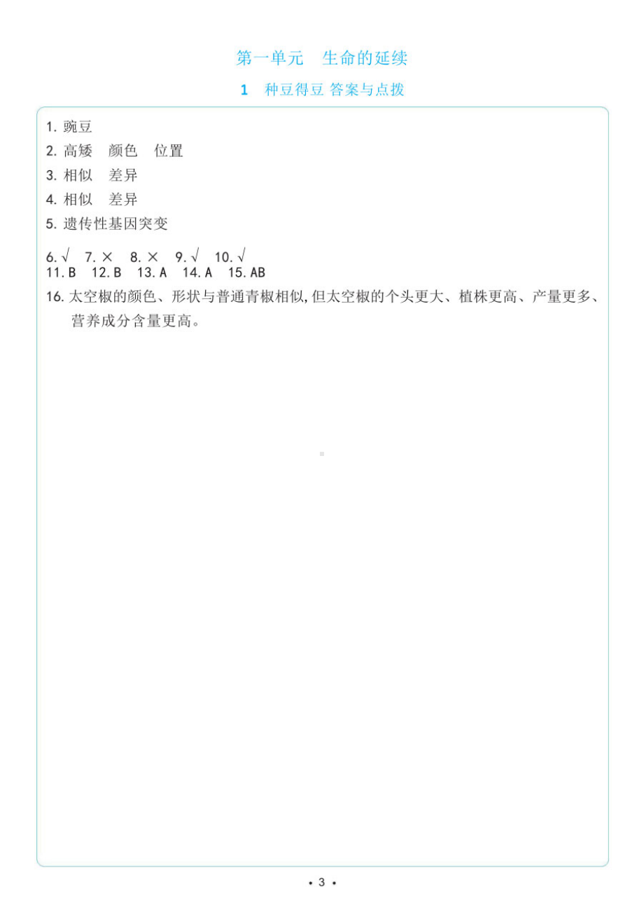 2024新冀人版六年级上册《科学》同步练习全册（含答案）.pdf_第3页