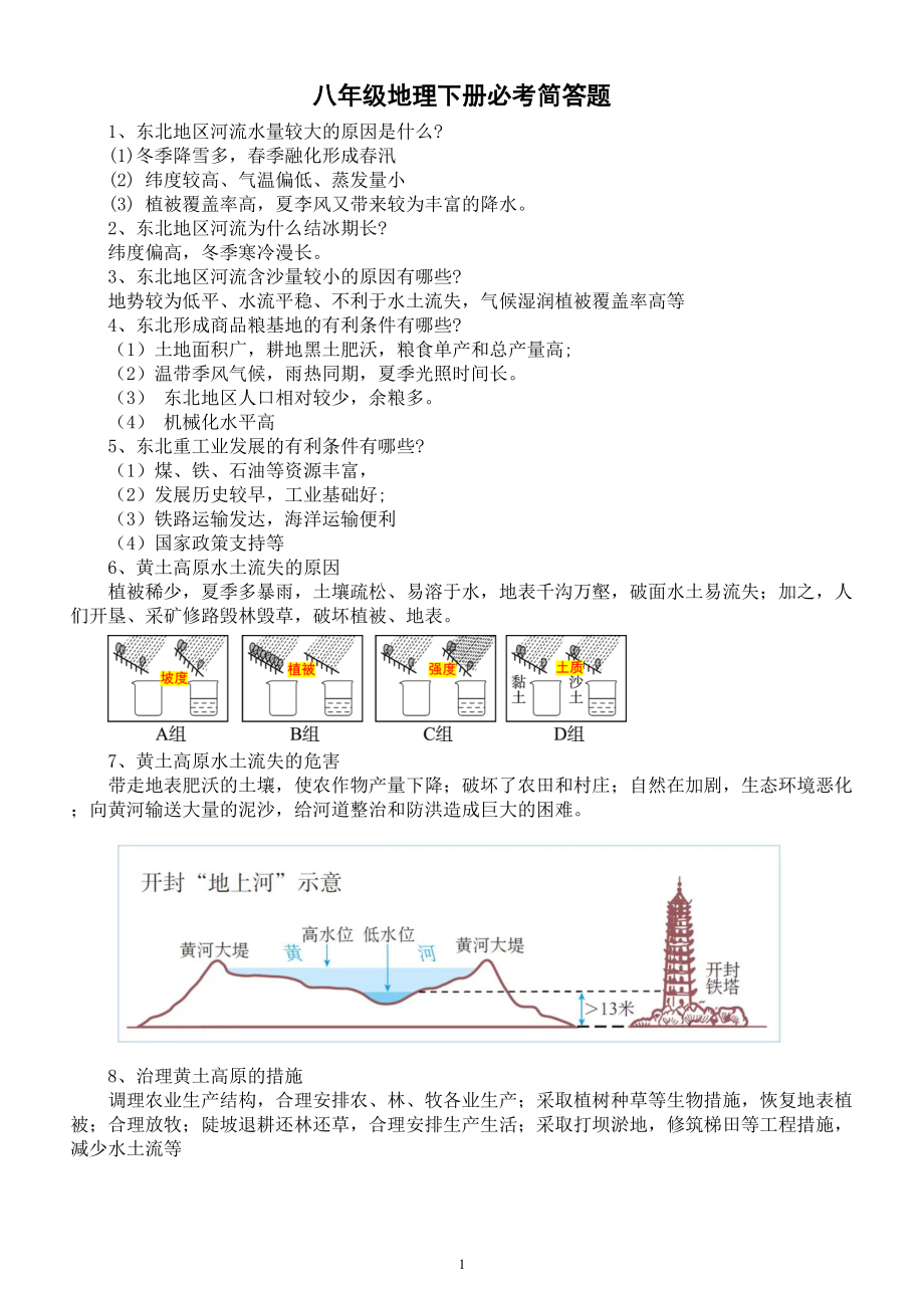 初中地理人教新课标八年级下册必考简答题整理（共30个）.doc_第1页