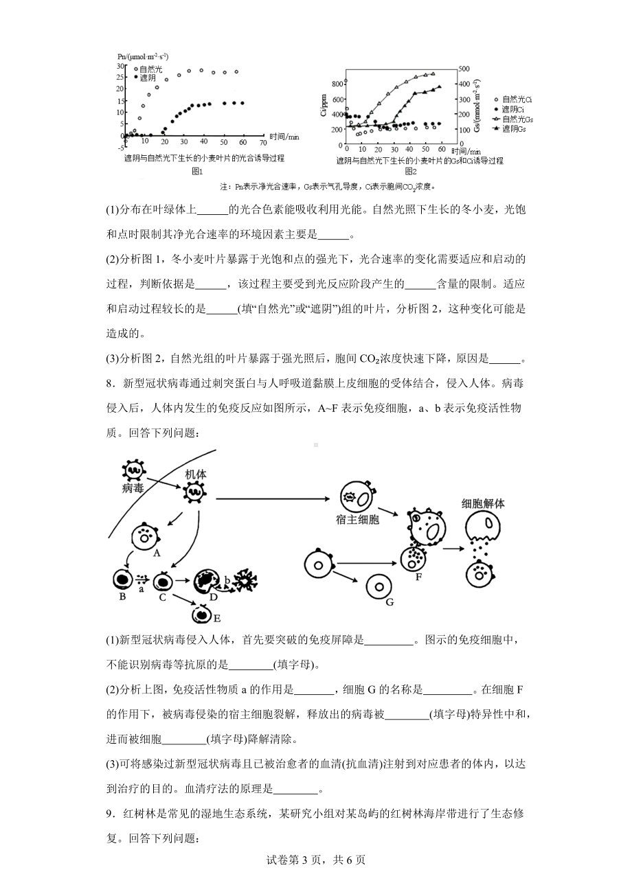 2024届青海省协作联考高三上学期一模理综生物试题.docx_第3页